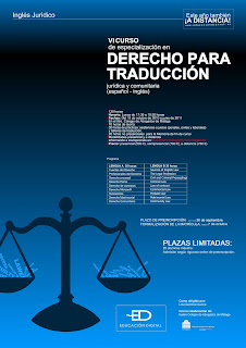 Cartel del Curso de Especialización en Derecho para Traducción Jurídica y Comunitaria