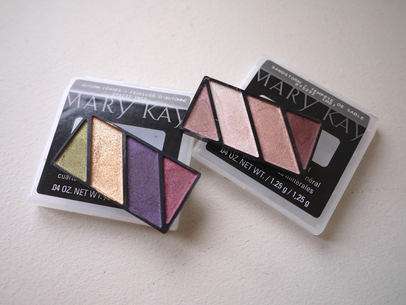 Mary Kay Autumn Leaves and Sandstorm Quad Review swatches