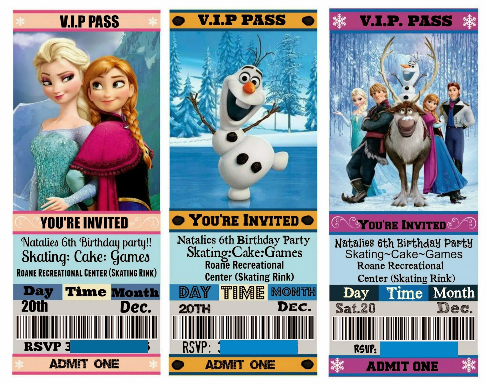 Real Housewife Crafter Super cute Frozen V.I.P. Pass Tickets