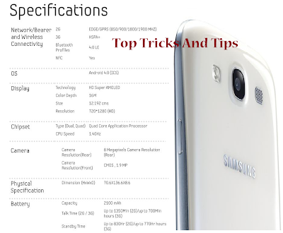 Samsung Galaxy S3 - Full Specification ( Top Tricks And Tips )