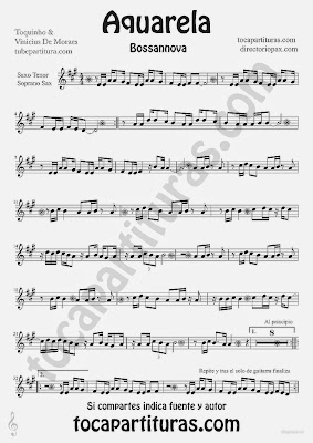 Tubepartitura Aquarella de Toquinho y Vinicius de Moraes partitura de Saxofón Tenor y Saxofón Soprano