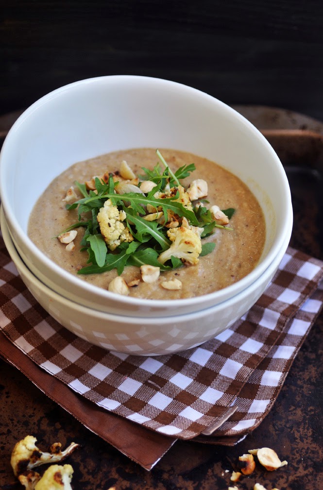 Anja's Food 4 Thought Roasted Cauliflower Soup with Toasted Hazelnuts