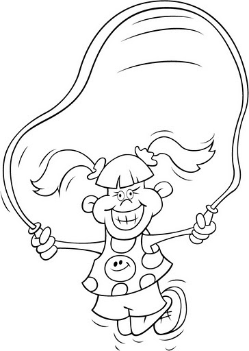 Niña saltando cuerda para colorear - Dibujo Views