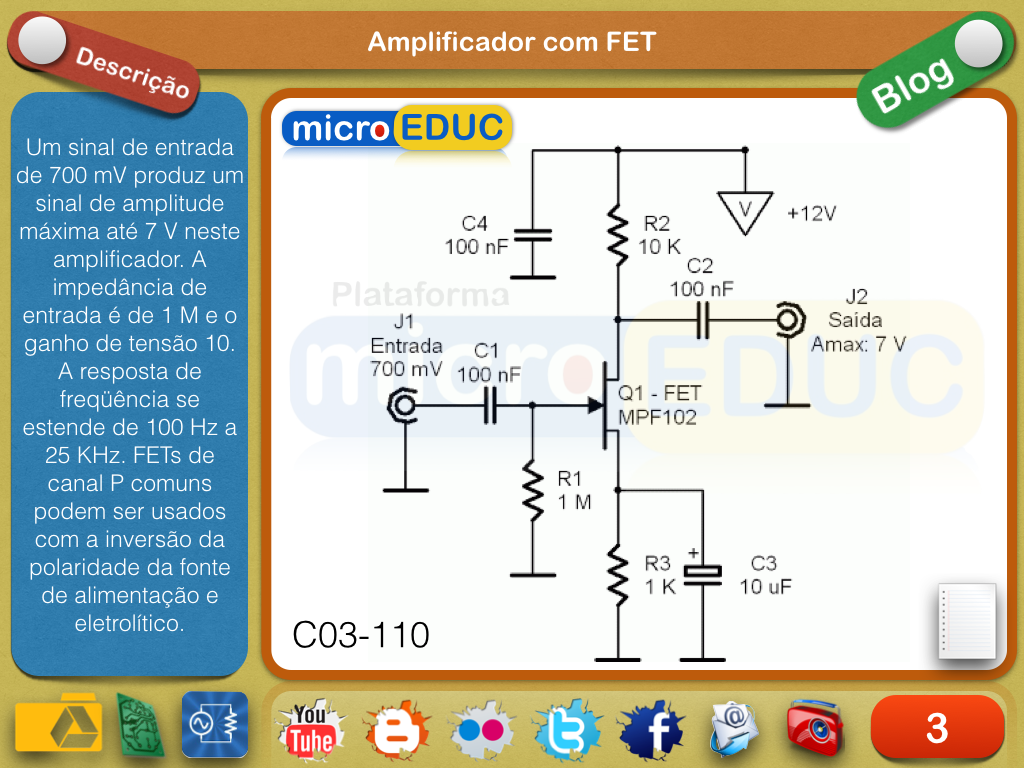 microEDUC Amplificador com FET (MPF102)