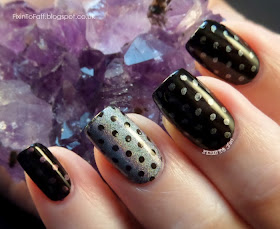 holographic polka dot nail art stamping
