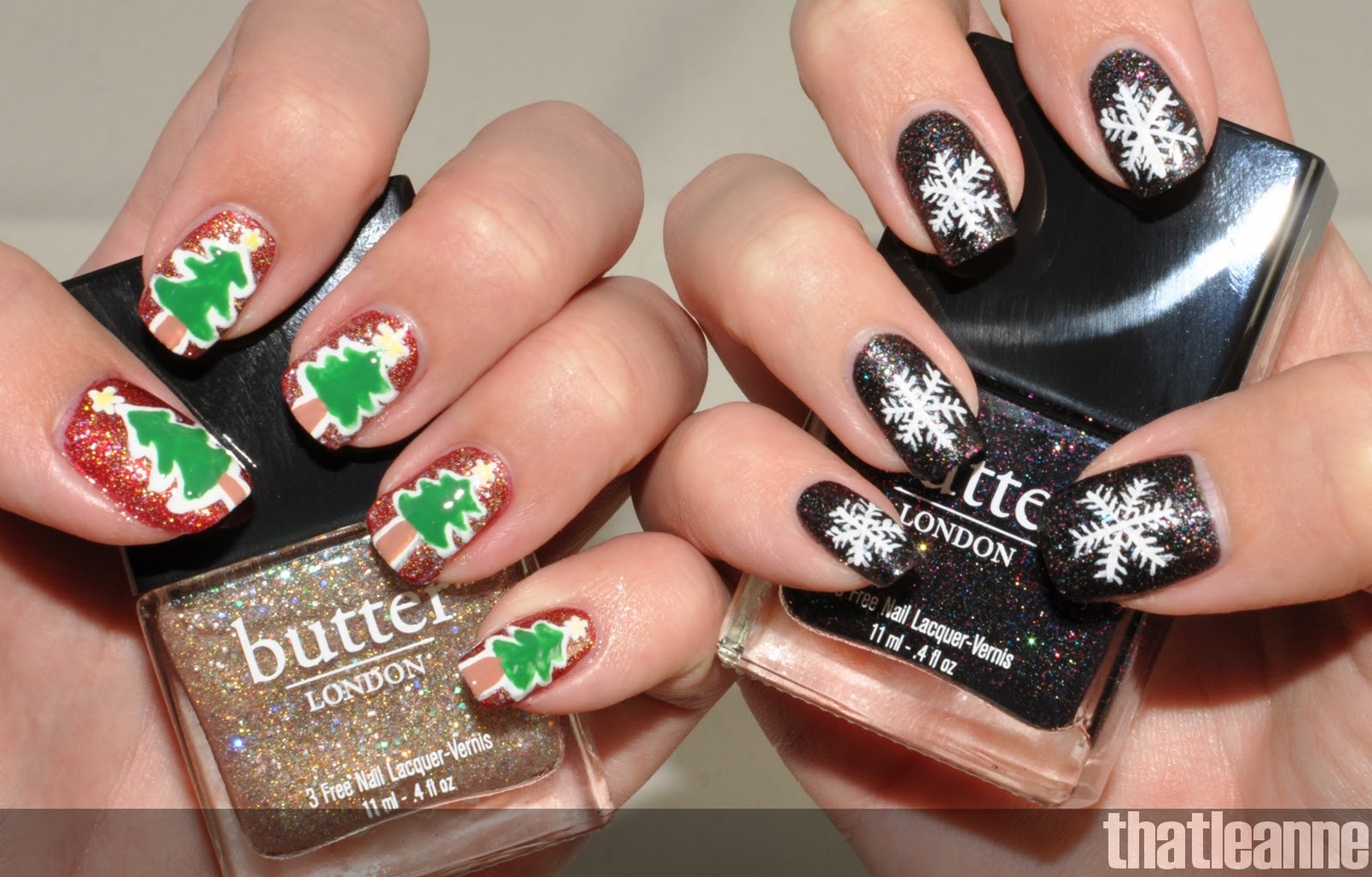 I'd share with you these two simple nail art ideas for the holidays!