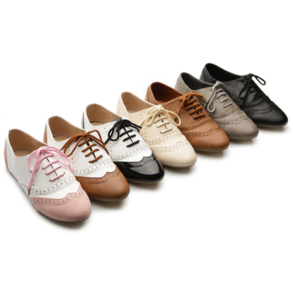 Women's Classic Dress Oxfords Low Flats Heels Lace Up