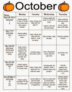 homework calendar