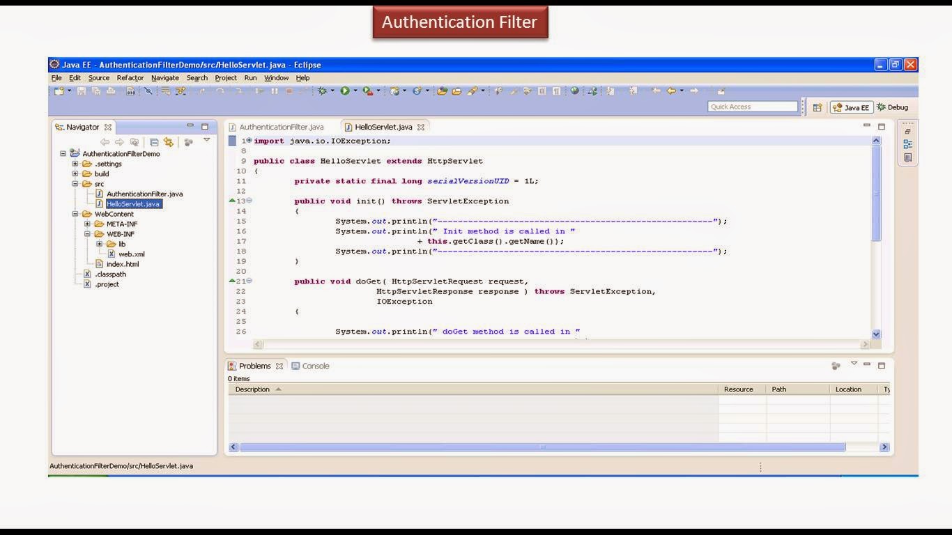 JAVA EE Servlets Authentication Filter