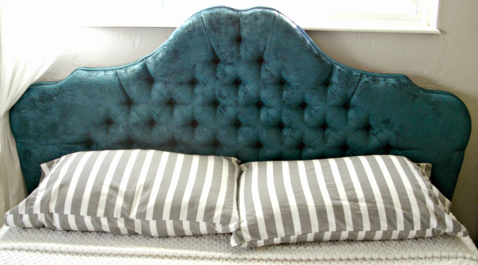 Master Bedroom Redo Painted Fabric Headboard! Little Vintage Cottage