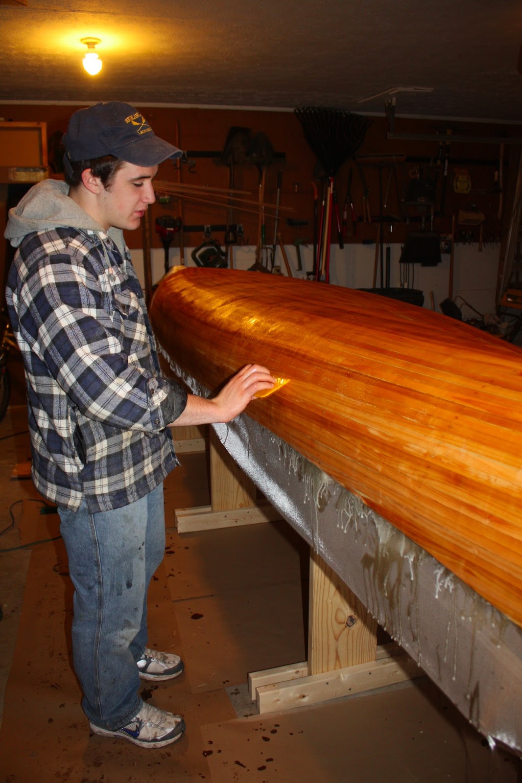 Cedar Strip Canoe Fiberglassing