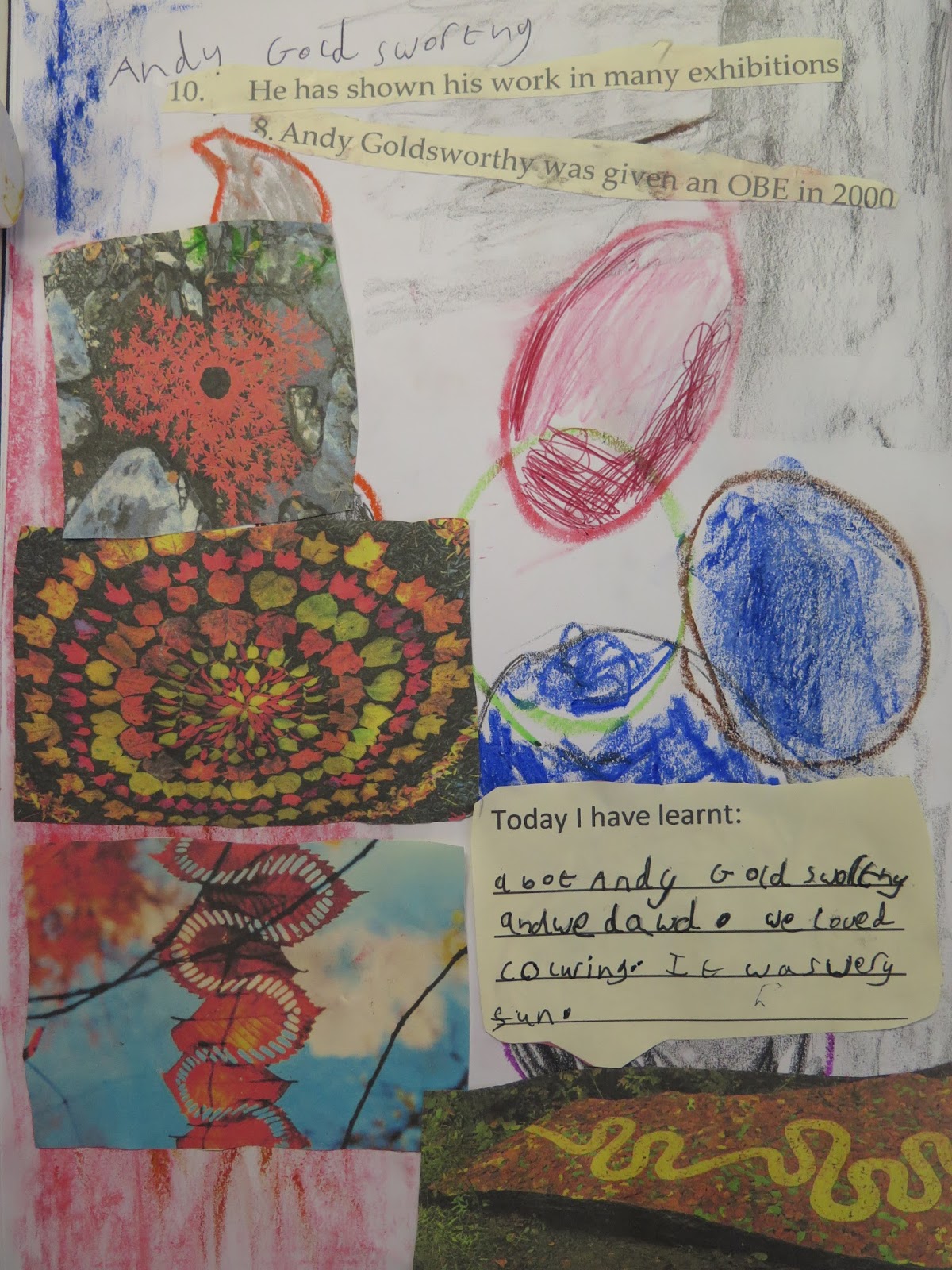 Gomersal Primary School Art Year 2 Sketchbook pages