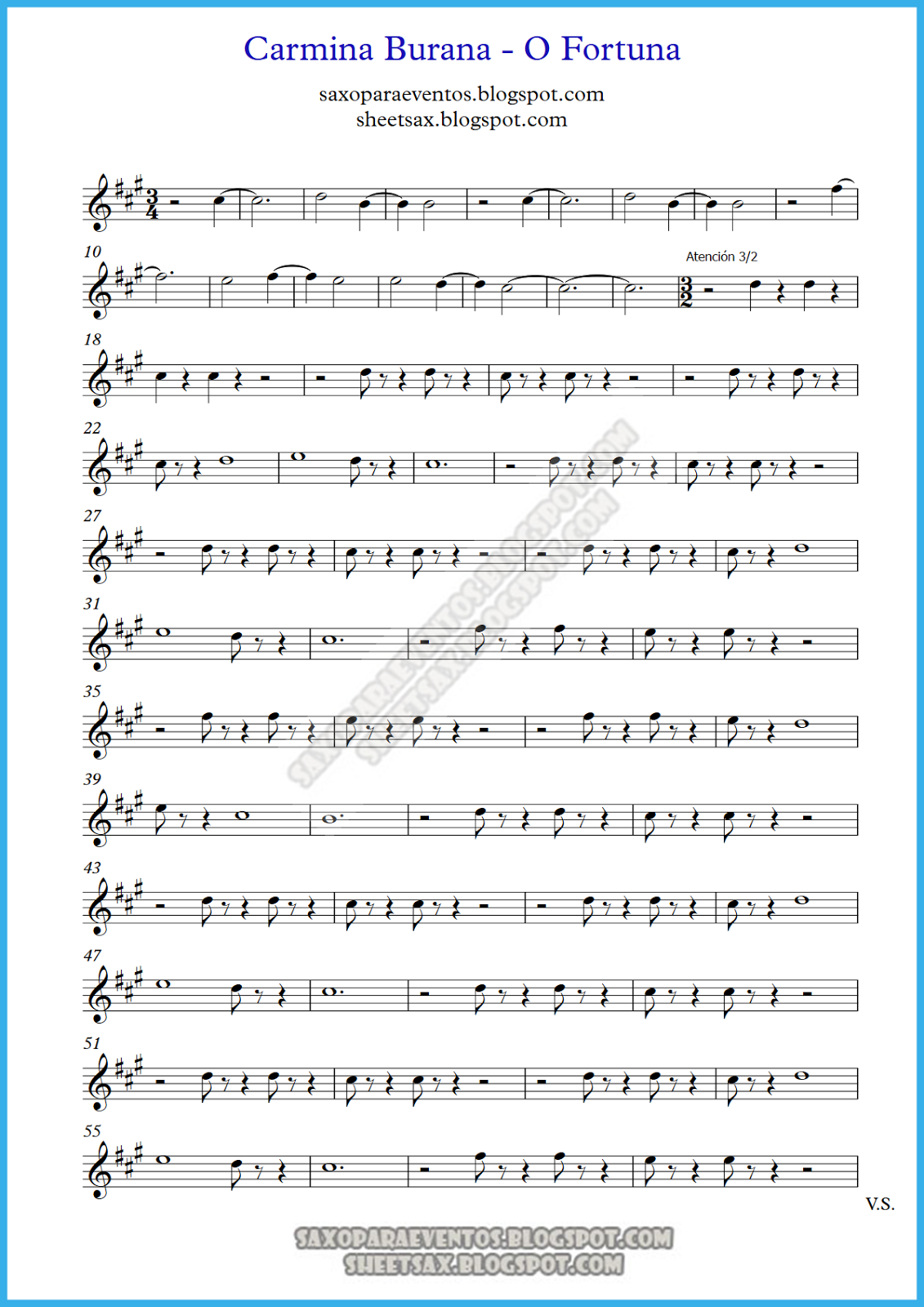 Music score of Carmina Burana (O fortuna) by Carl Orff (Sheet music for Carmina Burana)