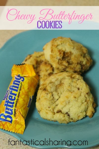 Chewy Butterfinger Cookies | Bet you can't eat just one of these absolutely addicting treats! #cookies