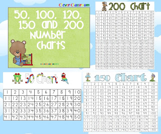 Number Charts - 50, 100, 120, 150 and 200 