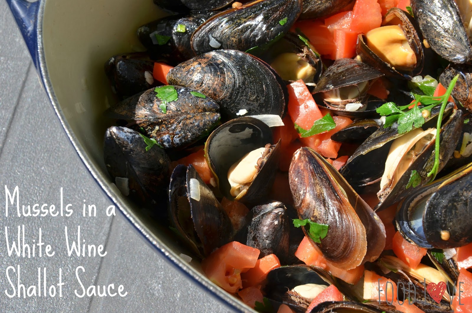 Food Love Mussels in a White Wine Shallot Sauce