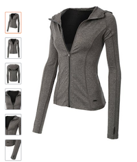 LE3NO Womens Lightweight Zip Up Long Sleeve Active Sports Jacket Top with Hoodie