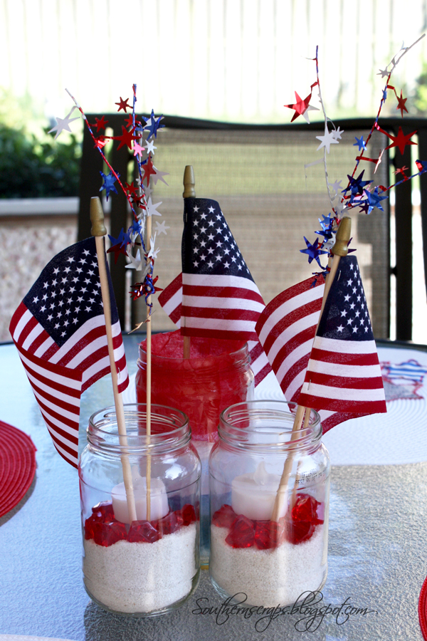 Easy patriotic jar centerpiece