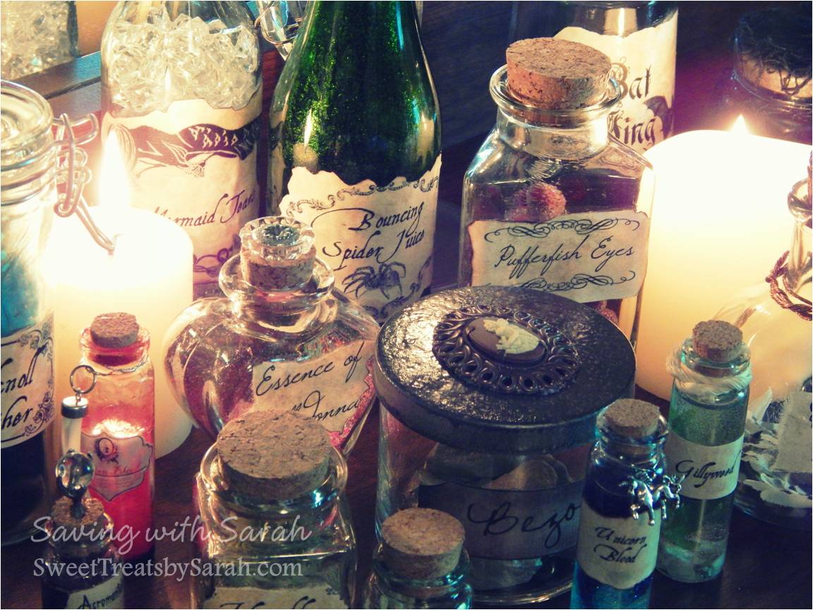 DIY 1/2” Tall LABELS Apothecary Potion Bottles Harry Potter Dollhouse Miniature 