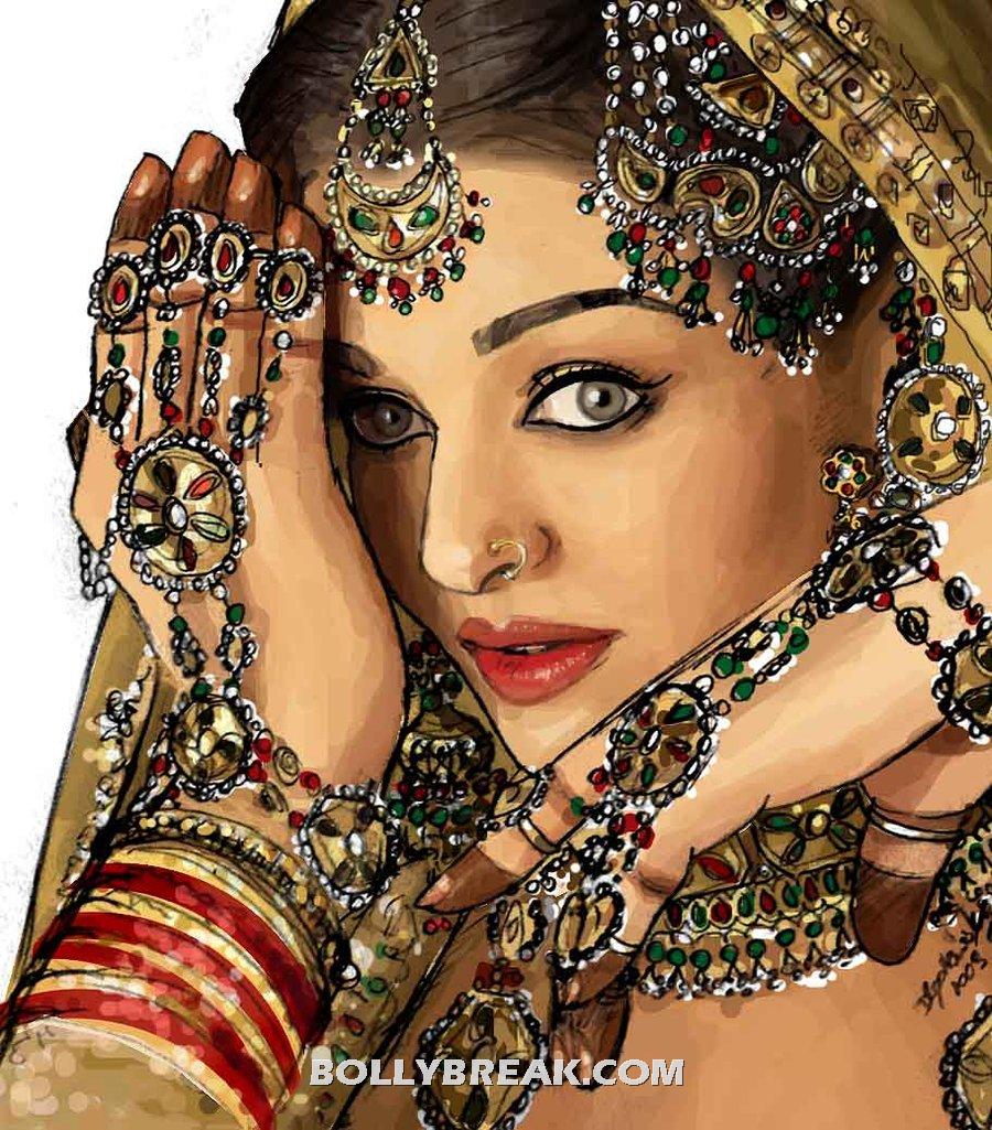 Aishwarya Rai painting indian bridal jewelery - Aishwarya Rai Paintings