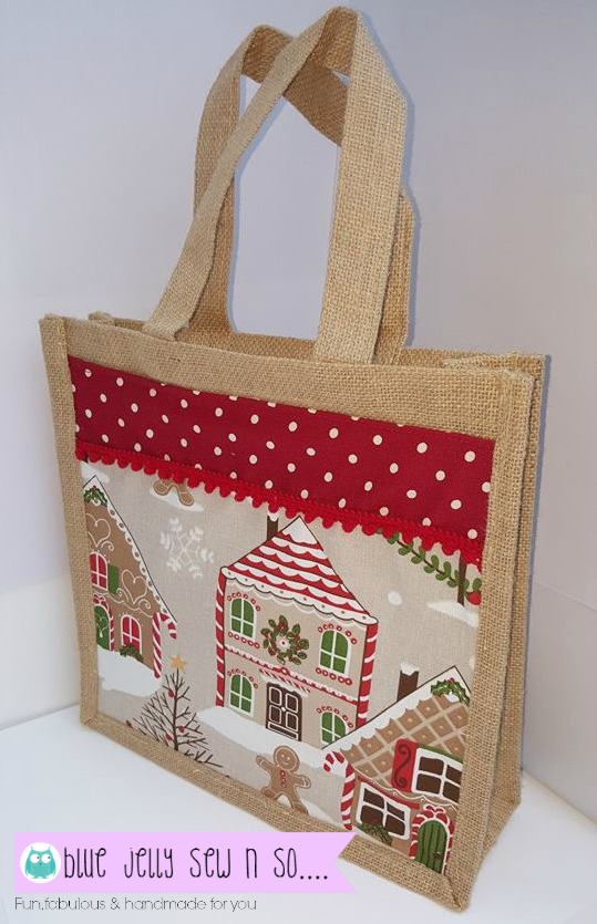 Blue Jelly Sew n So Victoria Rogers Jute Christmas tote Bags
