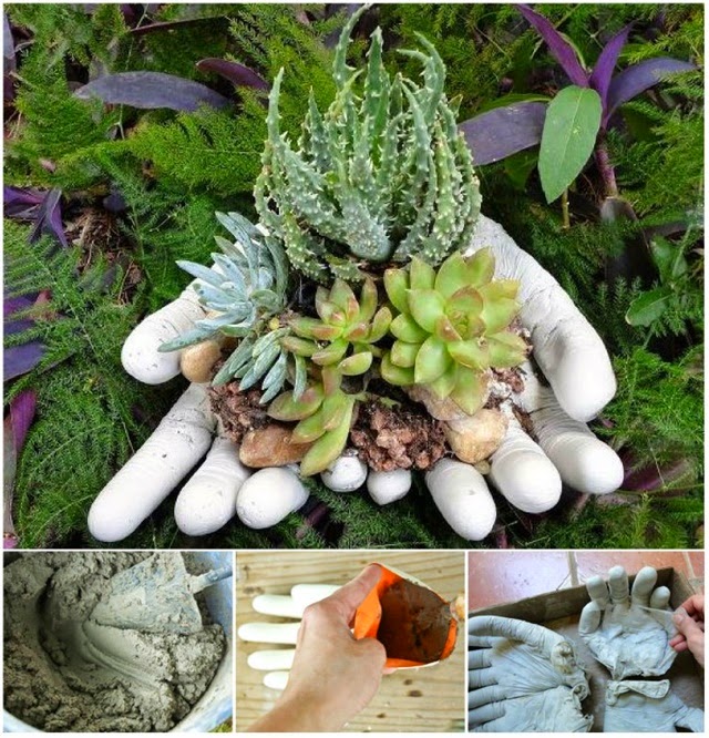 DIY Hand Cupped Stone Garden Planter