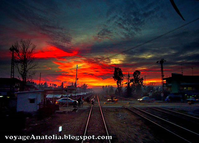 Sunset over Adana Railway Crossing