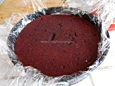 chocolate cake in cake pan