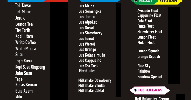 Ayam Ayam Resto & Bakery Sukoharjo: MENU MINUMAN / NONGKRONG / SOLO