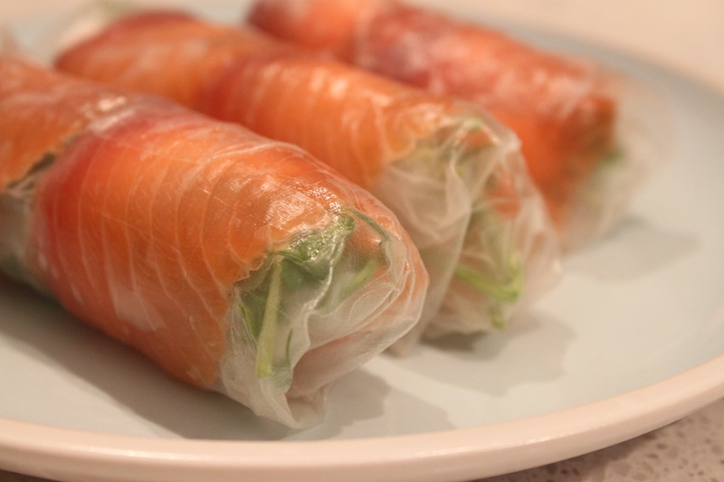 More than Words: Smoked Salmon Goats Cheese Rice Paper Roll