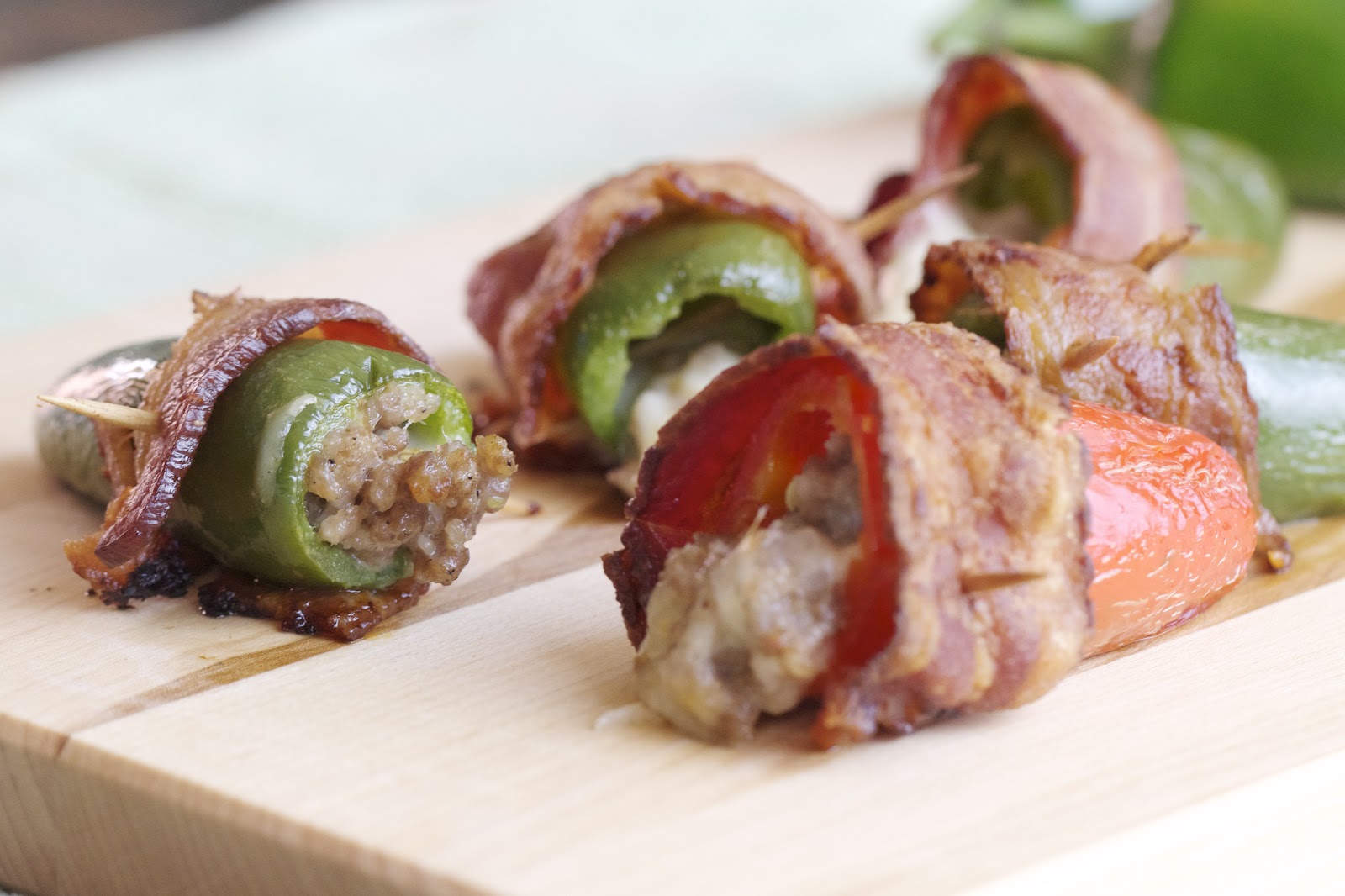 Thyme In Our Kitchen Bacon Wrapped, Sausage Stuffed Jalapeno Peppers