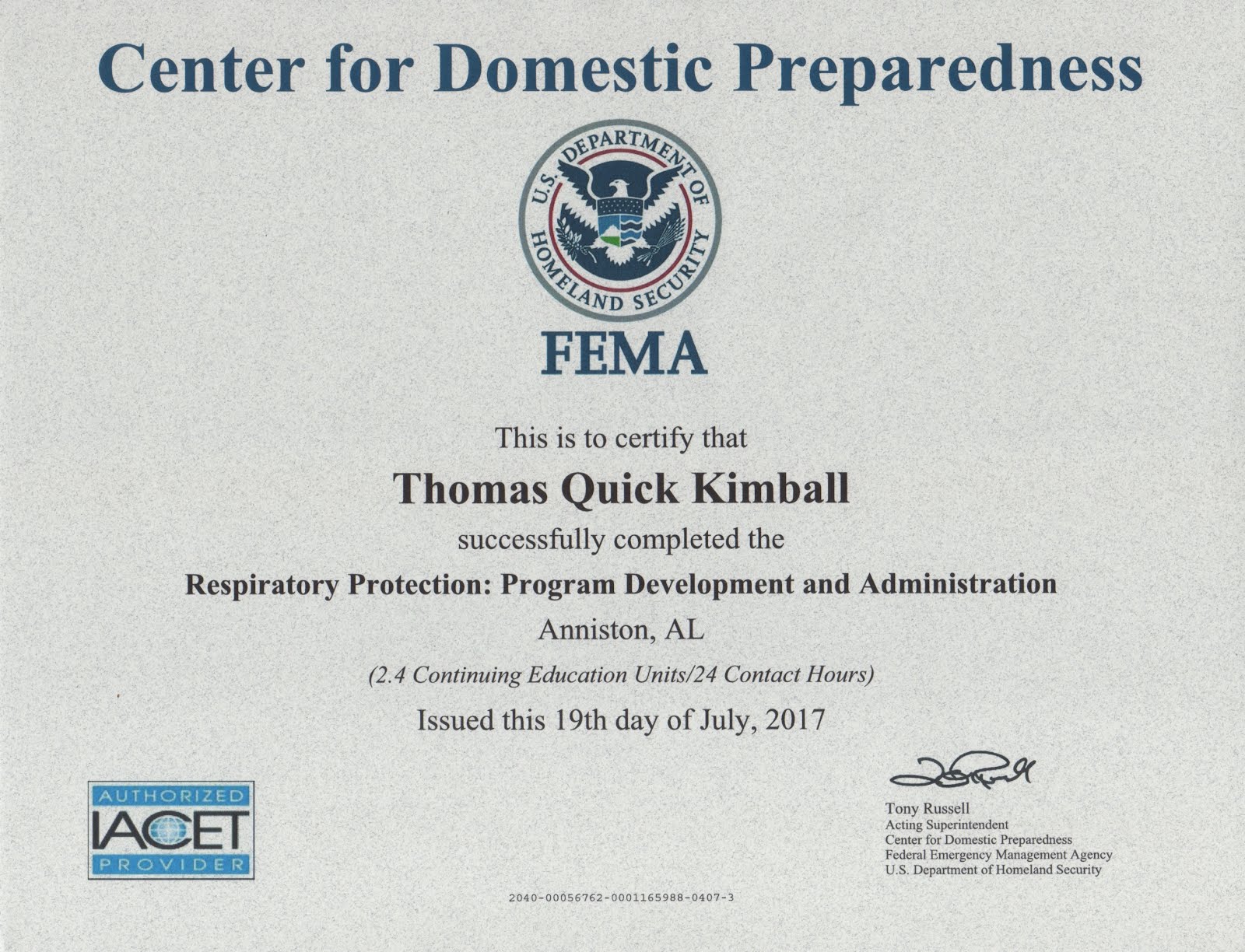 Respiratory Protection Program Development and Administration (RP) (PER-263)