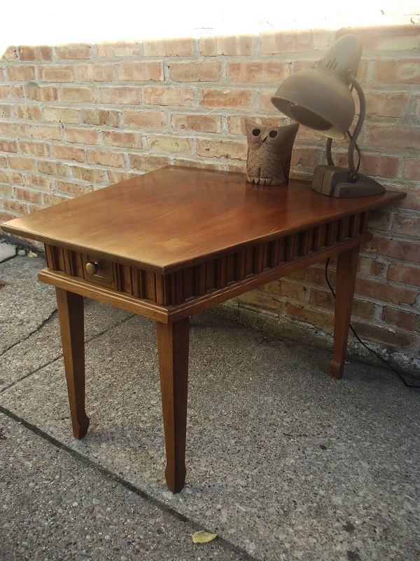 Vintage Ground Mid Century Angled Side Table / End Table