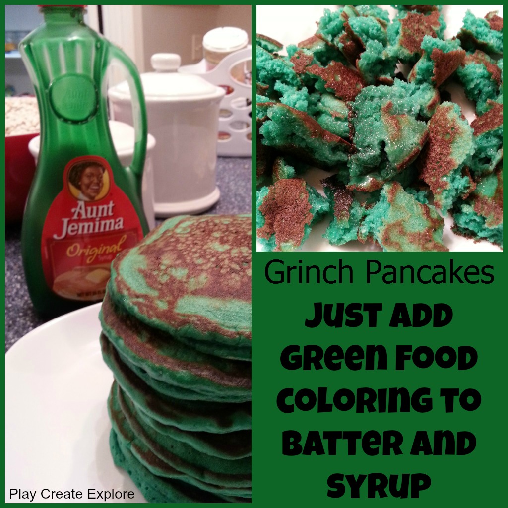 Play Create Explore: Green Grinch Pancakes and Syrup