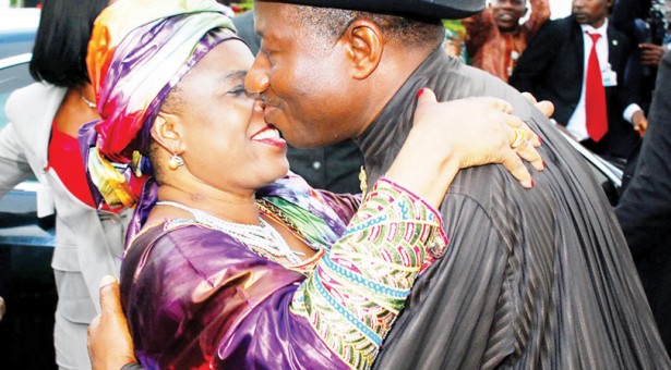 Patience Jonathan welcomed by her husband, President Goodluck Jonathan