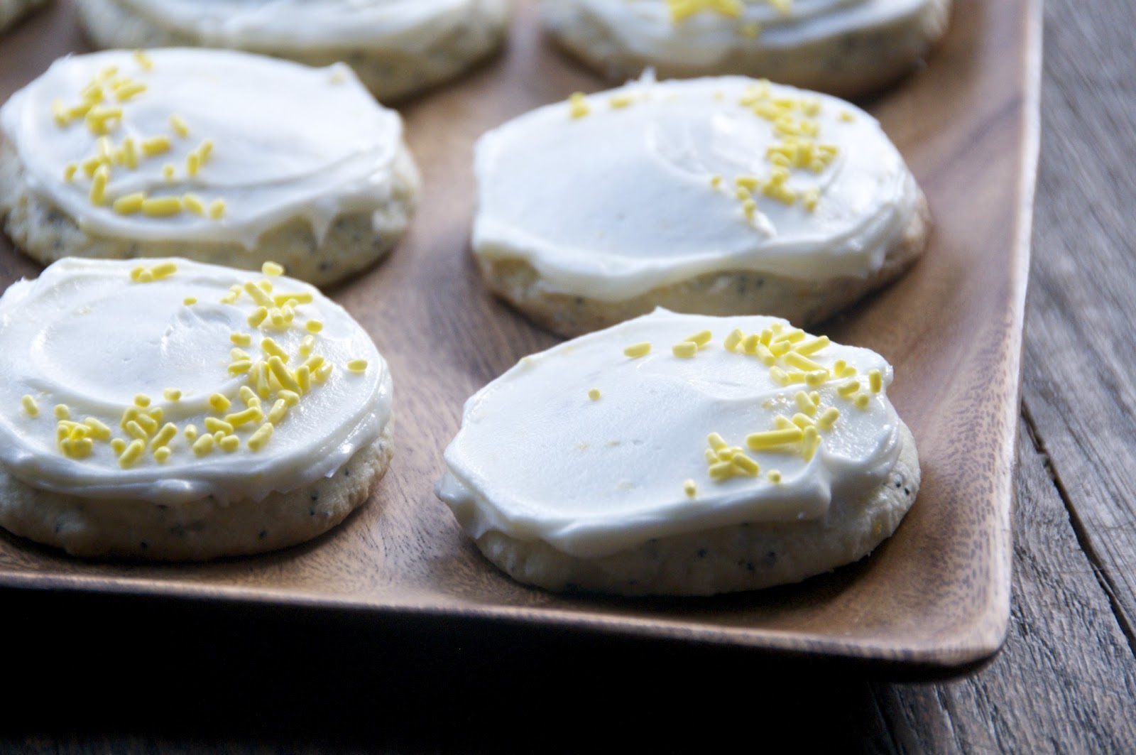 see you in the morning lemon poppyseed cookies + cream cheese frosting