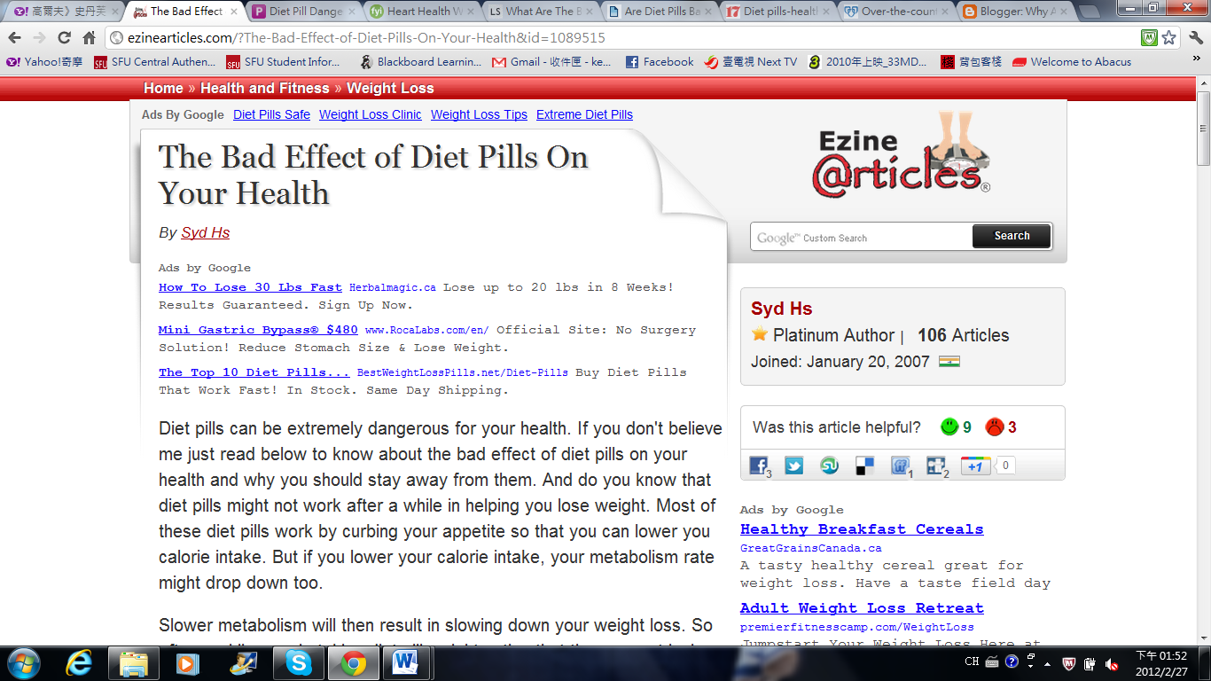 Why Are Diet Pills Bad For You ? February 2012