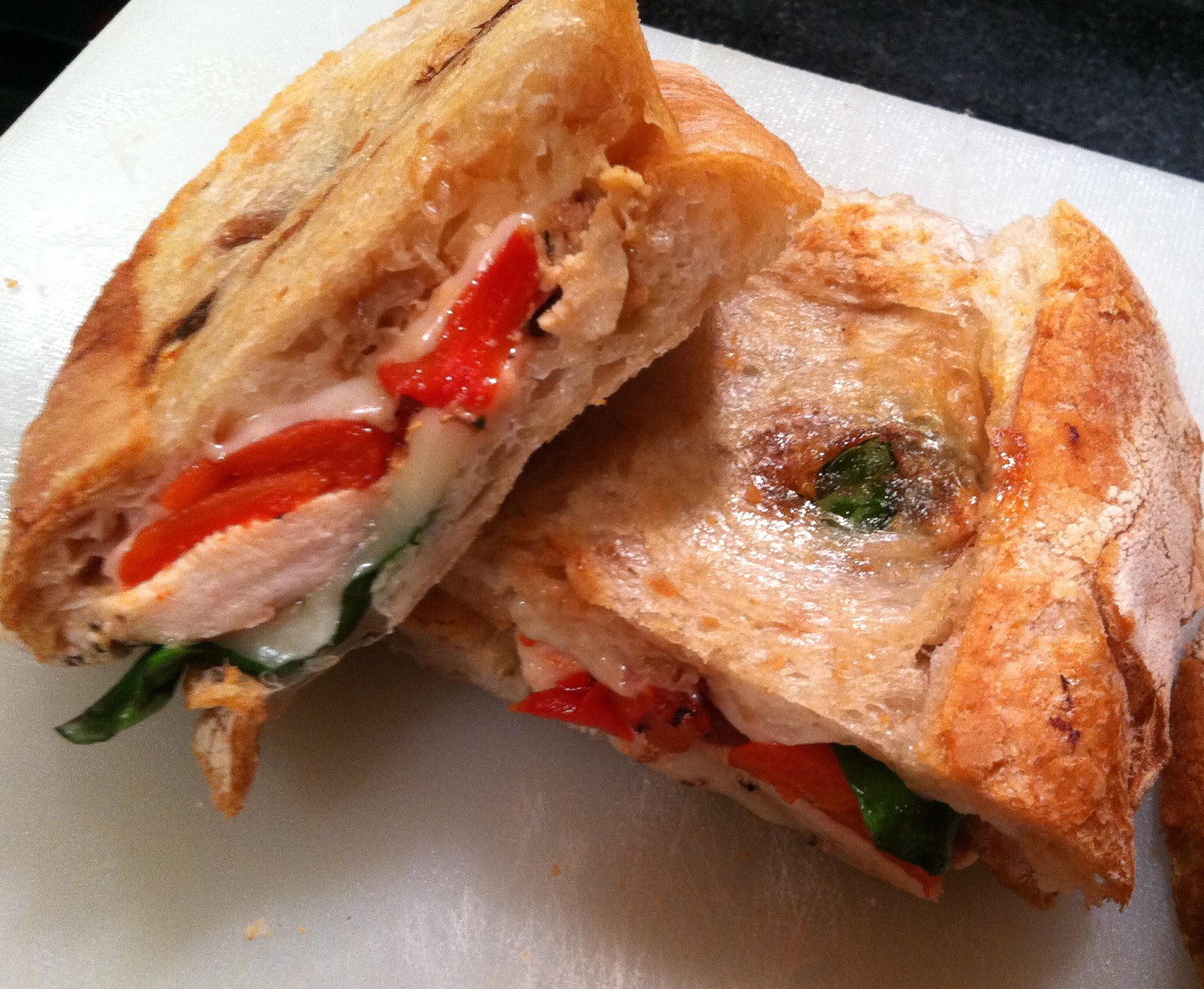 La Petite Gourmess Grilled Chicken, Roasted Pepper, Basil and Mozzarella Panini
