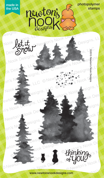 Whispering PInes 4x6 photopolymer stamp set by Newton's Nook Designs #newtonsnook