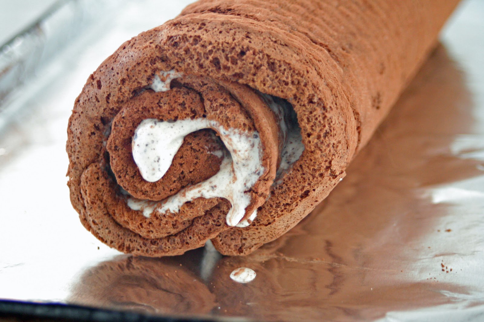 Stuck on Hue Recipe Chocolate ice cream cake roll with chocolate glaze