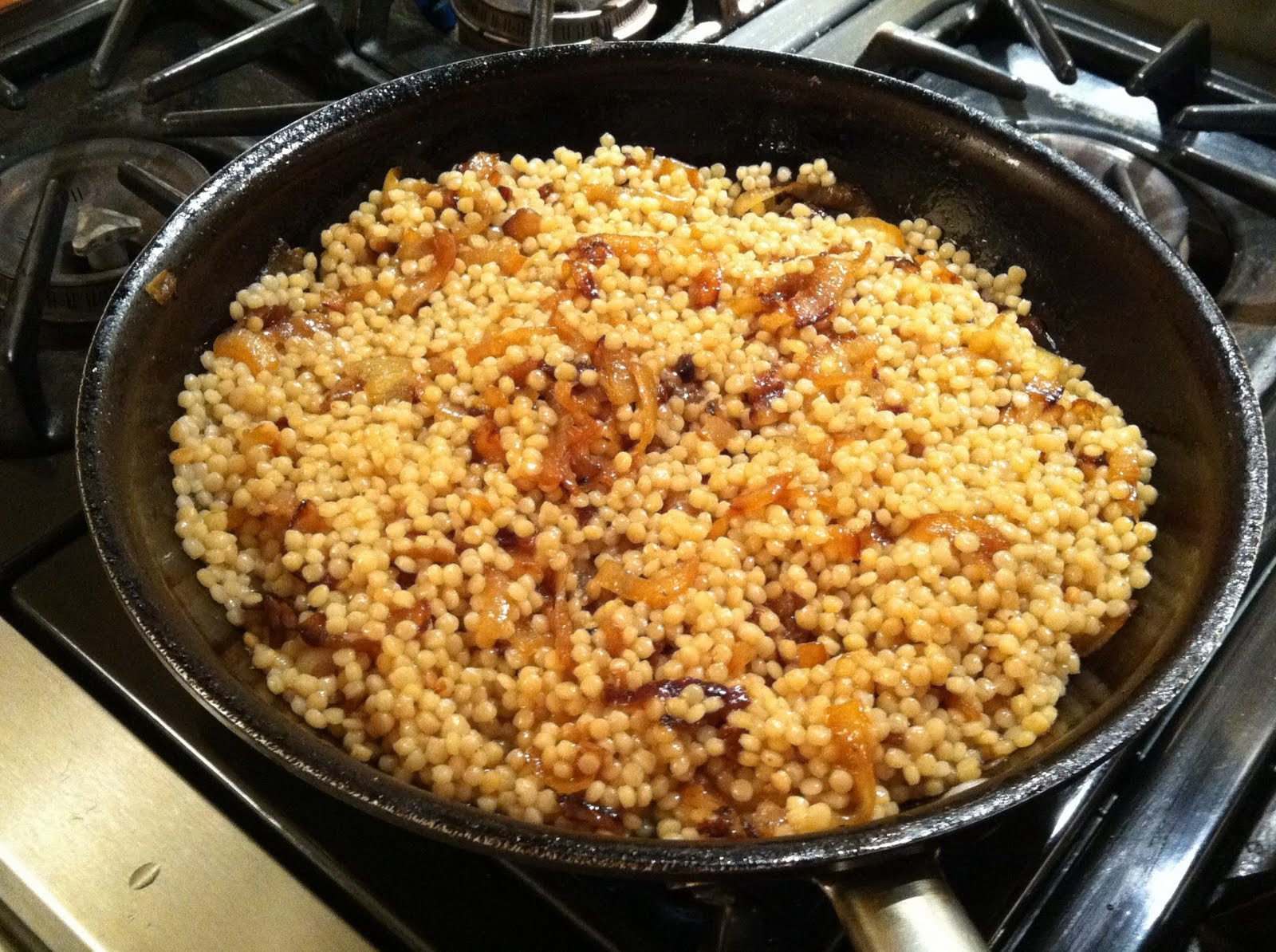 David Doesn't Bake Israeli Couscous with Carmelized Onions