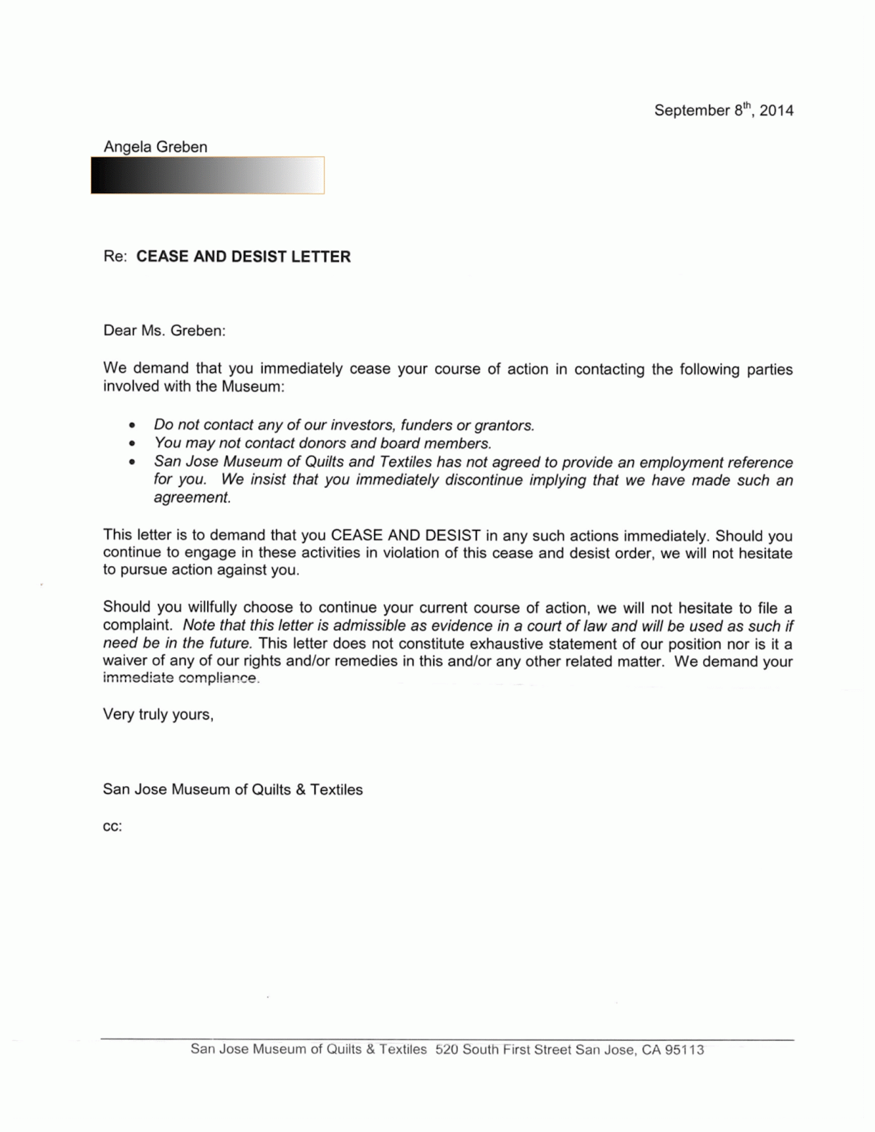 cease and desist letter template