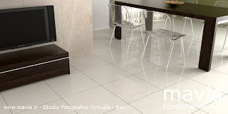 Pavimento soggiorno moderno - mattonelle grigio chiaro - 3d rendering