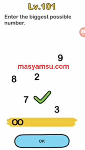 Buatlah Angka Terbesar Brain Out Level 94 101 Begini Jawabannya Masyamsu