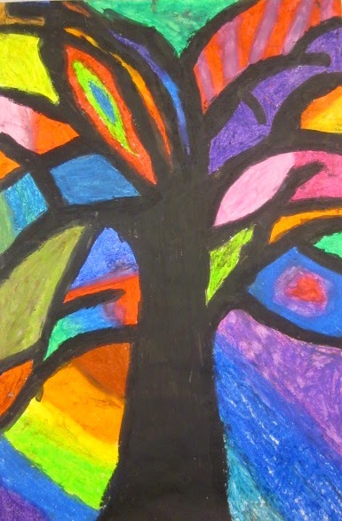 Art is Basic-- Art Teacher Blog: Abstract Trees Inspired by Piet Mondrian