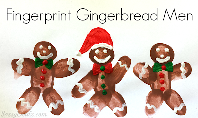 fingerprint gingerbread men craft for kids