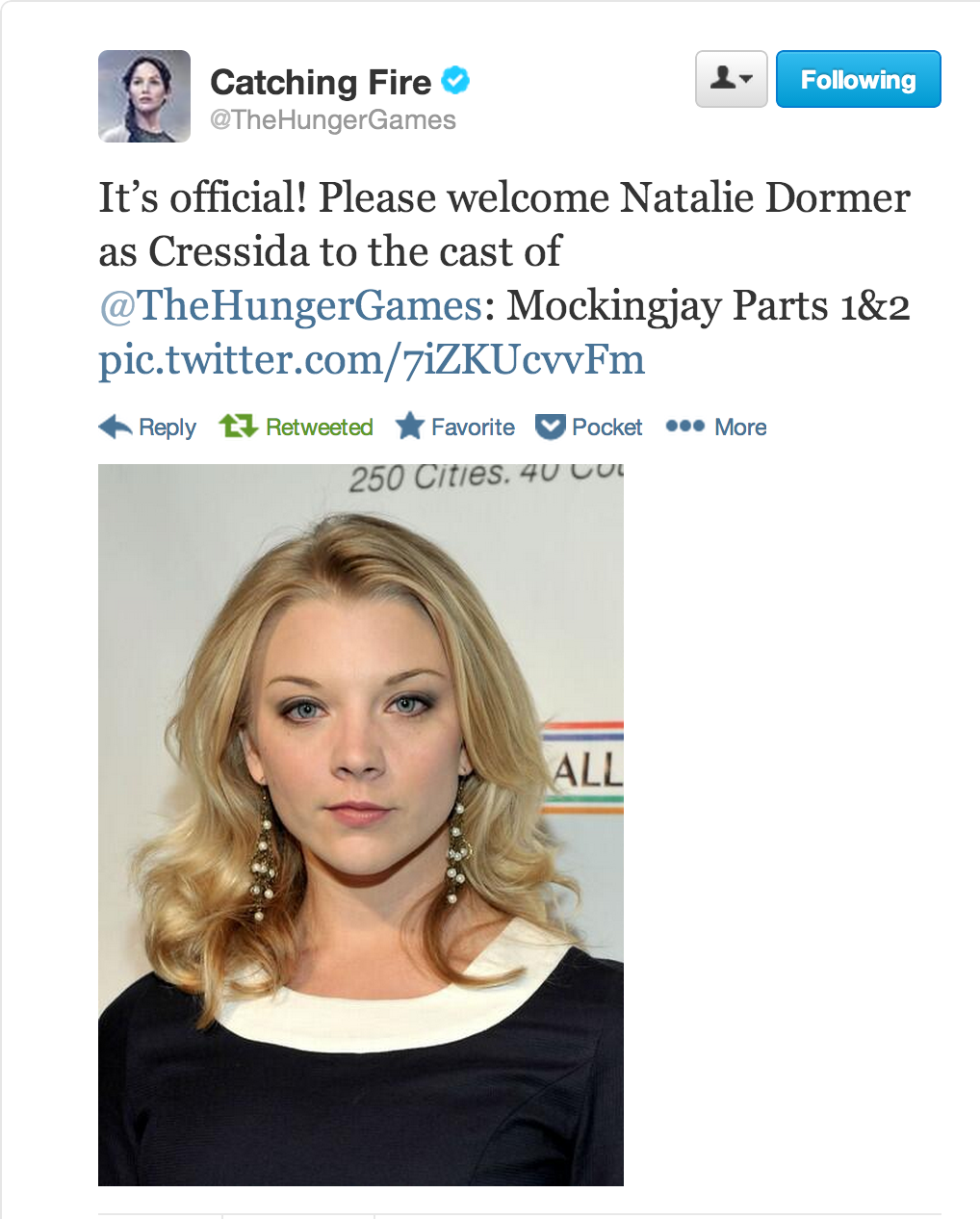 Welcome To District 12 Natalie Dormer Cast As Cressida For Mockingjay