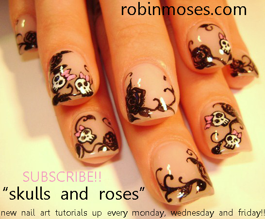Skull and Rose Nail Art Designs - wide 10