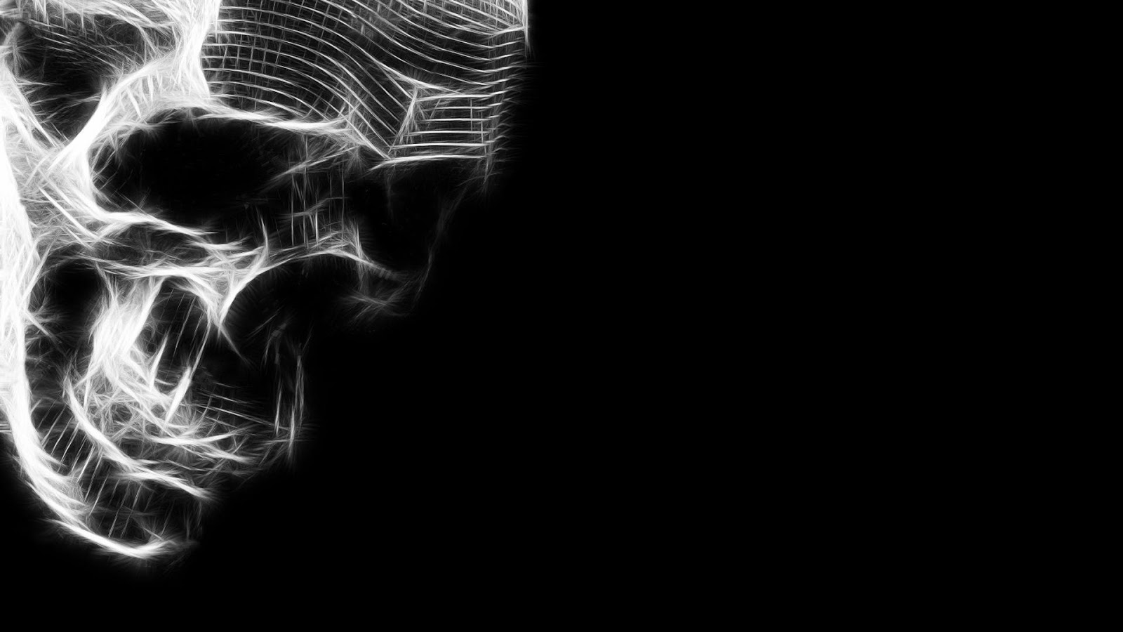 Digital Art Skull HD 1080p Wallpaper Black and White