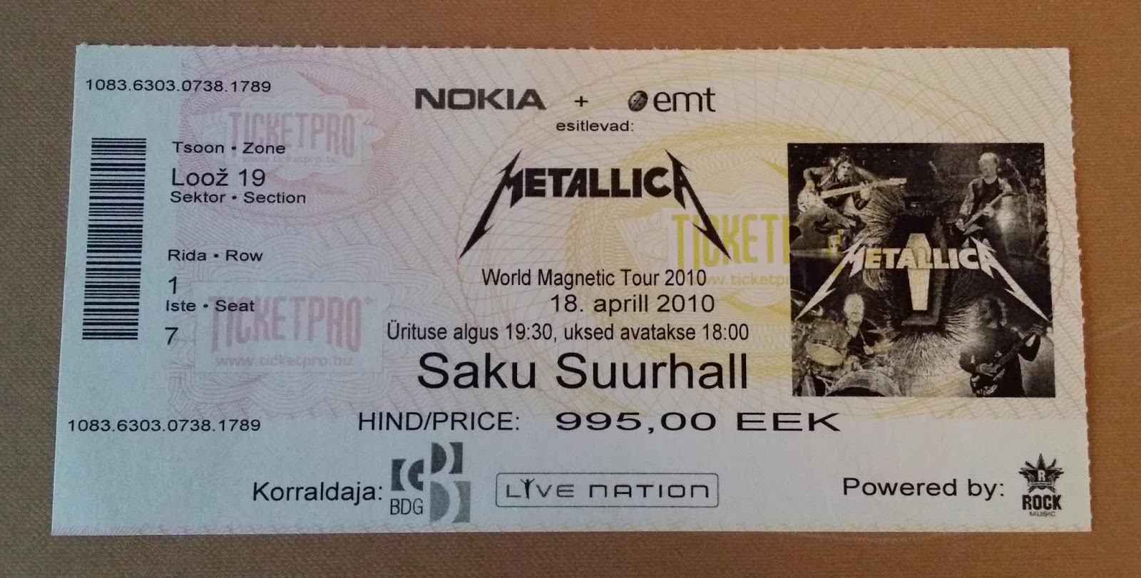 Metallica Tickets Collection: December 2015